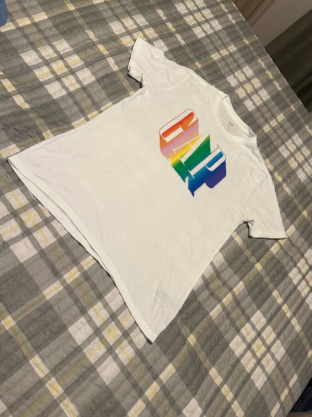 GAP White Tee with Rainbow Logo